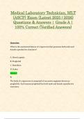 Medical Laboratory Technician&comma; MLT &lpar;ASCP&rpar; Exam &lpar;Latest 2025 &sol; 2026&rpar; Questions & Answers &vert; Grade A &vert; 100&percnt; Correct &lpar;Verified Answers&rpar;