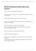 HESI A2 Entrance Exam with correct answers
