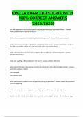 CPCT&sol;A EXAM QUESTIONS WITH 100&percnt; CORRECT ANSWERS &lpar;2025&sol;2026&rpar;