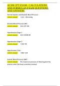 ACSM CPT EXAM - CALCULATIONS AND FORMULAS EXAM QUESTIONS AND ANSWERS&period;docx