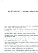 NRSG 1710 Test 1 Questions And Correct Answers