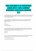 HESI-MATERNITY & PEDIATRICS EXAM WITH 100&percnt; CORRECT ANSWERS 2025&sol;2026&lpar; GRADED A&plus;&rpar;