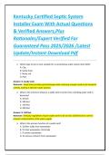 Kentucky Certified Septic System Installer Exam With Actual Questions & Verified Answers&comma;Plus Rationales&sol;Expert Verified For Guaranteed Pass 2025&sol;2026 &sol;Latest Update&sol;Instant Download Pdf