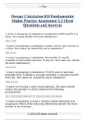Dosage Calculation RN Fundamentals  Online Practice Assessment 3&period;2 &lpar;Test&rpar;  Questions and Answers