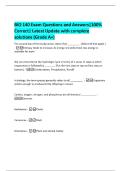 BIO 140 Exam Questions and Answers&vert;100&percnt;  Correct&vert; Latest Update with complete  solutions &lpar;Grade A&plus;&rpar; 