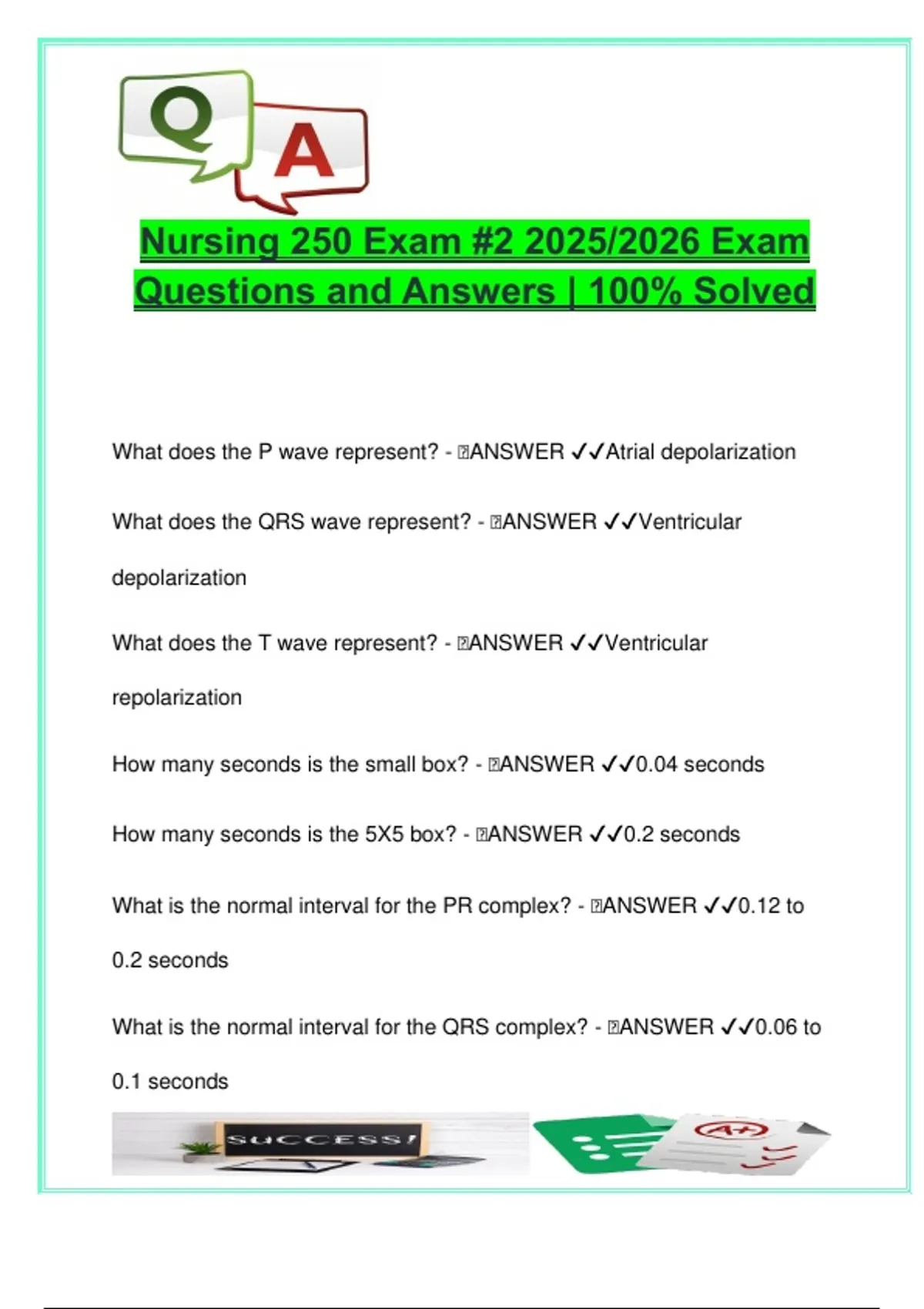 Nursing 250 Exam 2 (2025/2026) – 100 Verified Questions and Answers ...