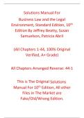 Solutions Manual Business Law and the Legal Environment Standard Edition 10th Edition By Jeffrey Beatty&comma; Susan Samuelson&comma; Patricia Abril