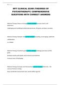 MFT CLINICAL EXAM &lpar;THEORIES OF PSYCHOTHERAPY&rpar; COMPREHENSIVE QUESTIONS WITH CORRECT ANSWERS