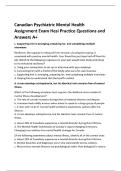 Canadian Psychiatric Mental Health  Assignment Exam Hesi Practice Questions and  Answers A&plus; 