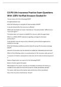 CA PSI Life Insurance Practice Exam Questions  With 100&percnt; Verified Answers Graded A&plus; 