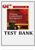 Nursing Leadership & Management &ndash; 3rd Edition by Patricia Kelly &ndash; Complete Test Bank for Chapters 1&ndash;31