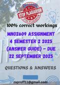 MNO2609 Assignment 4 Semester 2 2025 &lpar;Answer Guide&rpar; - DUE 22 September 2025