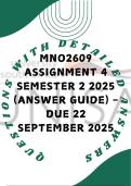MNO2609 Assignment 4 Semester 2 2025 &lpar;Answer Guide&rpar; - DUE 22 September 2025
