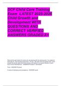 DCF Child Care Training Exam  LATEST 2025-2026 Child Growth and Development WITH QUESTIONS AND CORRECT VERIFIED ANSWERS GRADED A&plus;