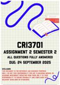 CRI3701 Assignment 2 Semester 2 Memo &vert; Due 24 September 2025