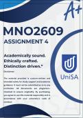 MNO2609 ASSIGNMENT 4 SEMESTER 2 2025 &ast;COMPLETE ANSWERS&ast; DUE DATE 22 SEPTEMBER 2025 &lpar;BEST ANSWERS FOR THIS ASSIGNMENT&rpar;