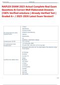 NAPLEX EXAM 2023 Actual Complete Real Exam  Questions & Correct Well Elaborated Answers  &vert;100&percnt; Verified solutions &vert; Already Verified Test &vert;  Graded A&plus; &sol; 2025-2026 Latest Exam Version&excl;&excl;