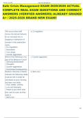 Safe Crisis Management EXAM 2025&sol;2026 ACTUAL  COMPLETE REAL EXAM QUESTIONS AND CORRECT  ANSWERS &lpar;VERIFIED ANSWERS&rpar; ALREADY GRADED  A&plus; &sol; 2025-2026 BRAND NEW EXAM&excl;&excl; 