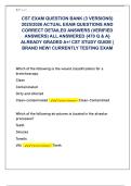 CST EXAM QUESTION BANK &lpar;3 VERSIONS&rpar;  2025&sol;2026 ACTUAL EXAM QUESTIONS AND  CORRECT DETAILED ANSWERS &lpar;VERIFIED  ANSWERS&rpar; ALL ANSWERED &lbrace;470 Q & A&rcub;  ALREADY GRADED A&plus;&sol; CST STUDY GUIDE &vert;  BRAND NEW&excl; CURRENTLY TESTING EXAM 