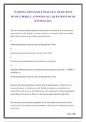 NURSING 3100 EXAM 2 PRACTICE QUESTIONS WITH CORRECT ANSWERS ALL QUESTIONS WITH RATIONALES