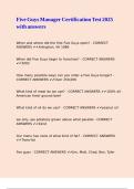 Five Guys Manager Certification Test 2025 with answers