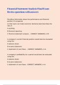 Financial Statement Analysis Final Exam Review questions with answers