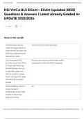 HSI YMCA BLS EXAM - EXAM &lpar;updated 2025&rpar; Questions & Answers &vert; Latest Already Graded A&plus; UPDATE 2025&vert;2026