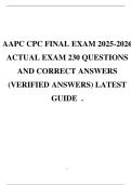 AAPC CPC FINAL EXAM 110 &plus; QUESTIONS AND CORRECT SOLUTIONS LATEST COMPLETE STUDY GUIDE &period;