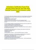  Ambulatory Certification Exam Prep Nursing World Sample Test With Real Detailed Questions And Answers Latest 2025