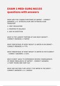 EXAM 1 MED-SURG NU155 questions with answers
