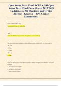 SSI Open Water Diver Final Exam &ndash; SCUBA &lpar;Latest 2025&sol;2026 Update&rpar; &ndash; 300&plus; Questions with Verified Answers &lpar;Grade A&rpar;