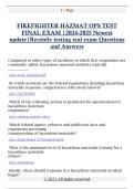FIREFIGHTER HAZMAT OPS TEST  FINAL EXAM &vert;2024-2025 Newest  update&vert;Recently testing real exam Questions  and Answers 
