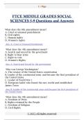 FTCE MIDDLE GRADES SOCIAL  SCIENCES 5-9 Questions and Answers