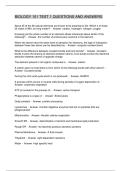 BIOLOGY 101 TEST 1 QUESTIONS AND ANSWERS