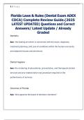 Florida Laws & Rules &ndash; Dental Exam ADEX CDCA &lpar;2025 Latest Updated&rpar; Complete Review Guide with Questions and Correct Answers