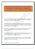 PRINCIPLES OF REAL ESTATE EXAM QUESTIONS WITH 100&percnt; CORRECT ANSWERS &vert; LATEST VERSION 2025&sol;2026&period;