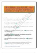 PRINCIPLES OF REAL ESTATE 1 EXAM QUESTIONS WITH 100&percnt; CORRECT ANSWERS &vert; LATEST VERSION 2025&sol;2026&period;