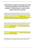 WGU D570 Exam Cognitive Psychology Exam 2025 &vert; Actual Exam Questions and Correct Answers &vert; Graded A&plus; &vert; Verified Answers &vert; Latest Version &vert; Western Governors University