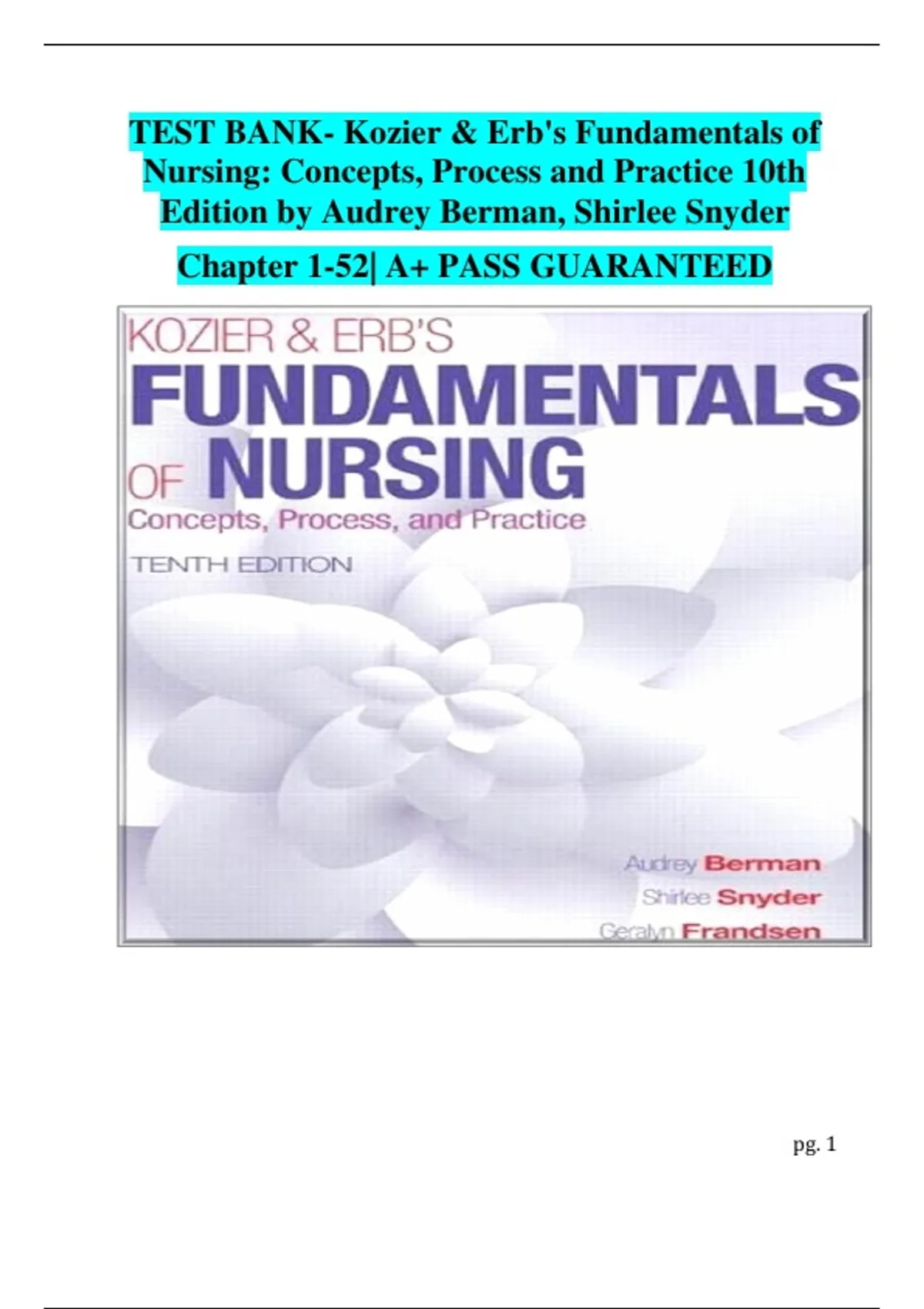 Fundamentals of Nursing – Kozier & Erb’s Concepts, Process and Practice ...