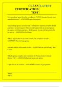 CLEAN CERTIFICATION TEST QUESTIONS AND ANSWERS 2025