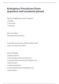 Emergency Procedures Exam questions well answered passed