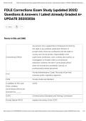 FDLE Corrections Exam Study &lpar;updated 2025&rpar; Questions & Answers &vert; Latest Already Graded A&plus; UPDATE 2025&vert;2026