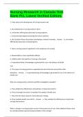 Nursing Research in Canada Test Bank Pt1, Latest Verified Edition.