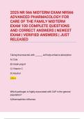 2025  NR 566 MIDTERM EXAM NR566 ADVANCED PHARMACOLOGY FOR CARE OF THE FAMILY MIDTERM EXAM 100 Complete Questions and Correct Answers &vert; Newest Exam &vert; Verified Answers &vert; Just Released