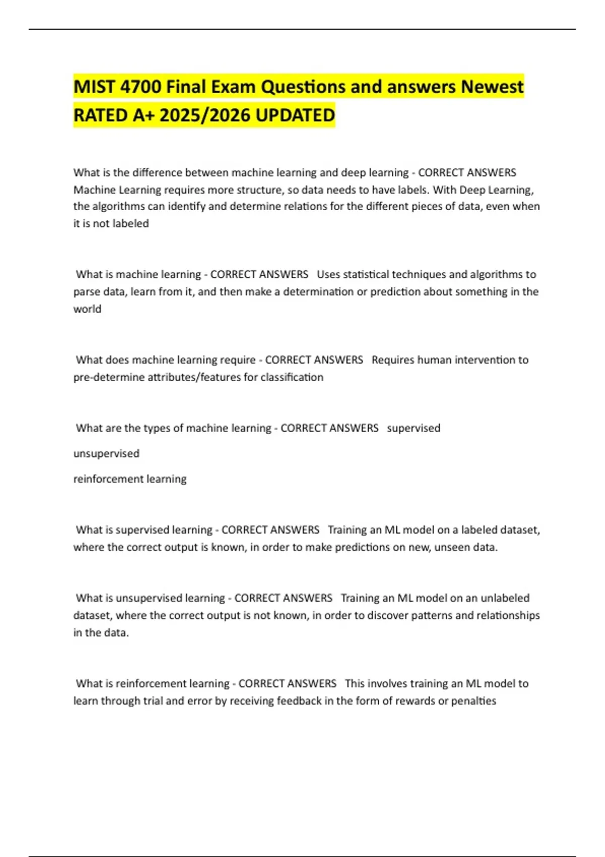 MIST 4700 Final Exam Questions and answers Newest RATED A+ 2025/2026 ...