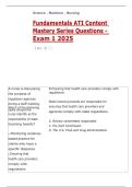Fundamentals ATI Content Mastery Series Questions - Exam 1 2025
