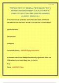 PORTAGE PSYC 101 GENERAL PSYCHOLOGY TEST 1 NEWEST 2025&sol;2026 NEWEST ACTUAL EXAM WITH COMPLETE QUESTIONS AND VERIFIED ANSWERS &vert;ALREADY GRADED A&plus;&vert; 
