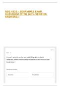 NSG 4530 - BEHAVIORS EXAM QUESTIONS WITH 100&percnt; VERIFIED ANSWERS&excl;&excl;