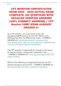 CFT MONITOR CERTIFICATION  EXAM 2025 &ndash; 2026 ACTUAL EXAM  COMPLETE 100 QUESTIONS WITH  DETAILED VERIFIED ANSWERS  &lpar;100&percnt; CORRECT ANSWERS&rpar; &sol; CFT  Monitor USMC EXAM ALREADY  GRADED A&plus;