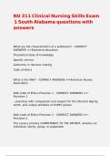 NU 311 Clinical Nursing Skills Exam 1 South Alabama questions with answers